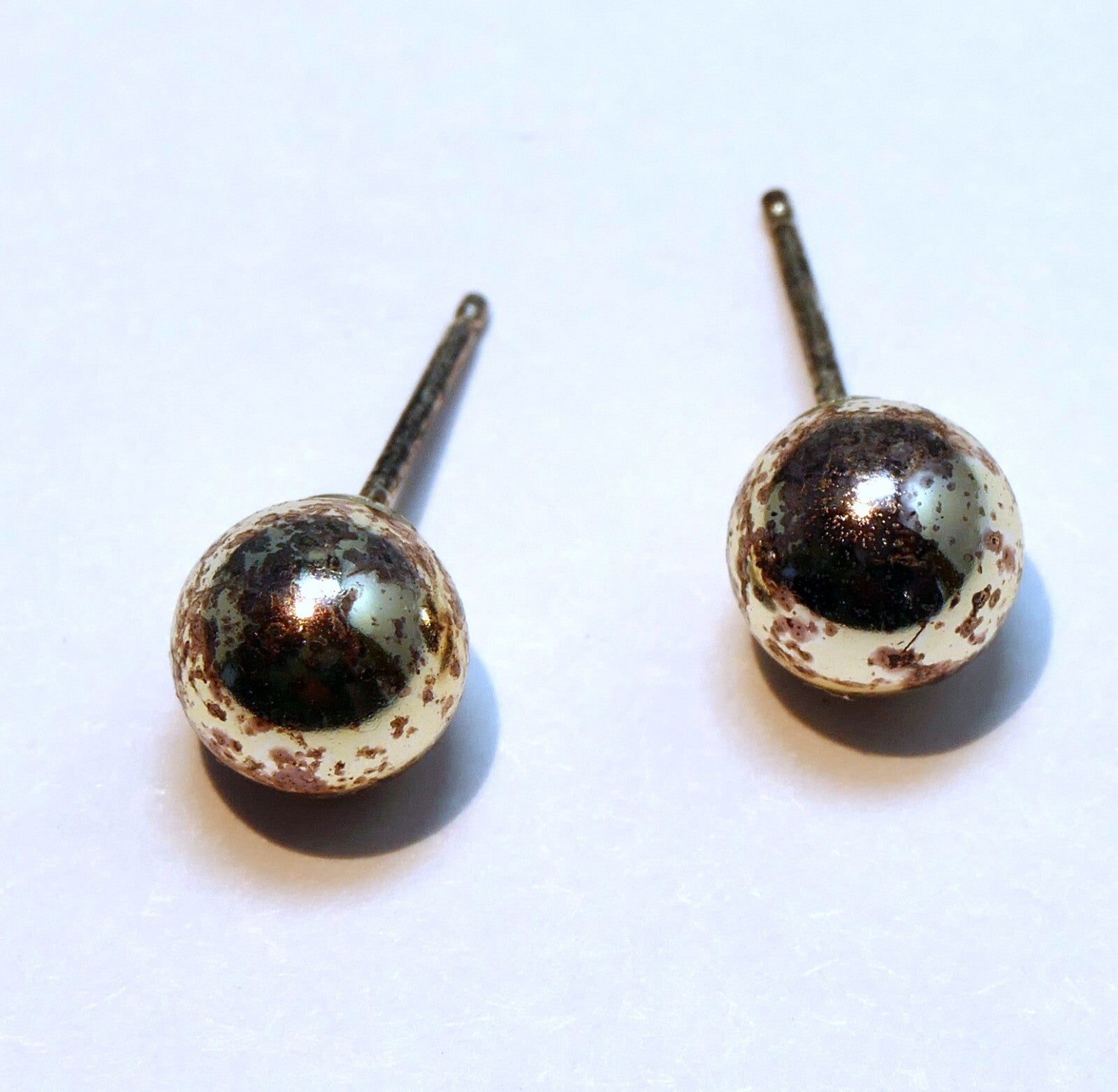 Silver 925 women's girls 7mm round earrings vintage