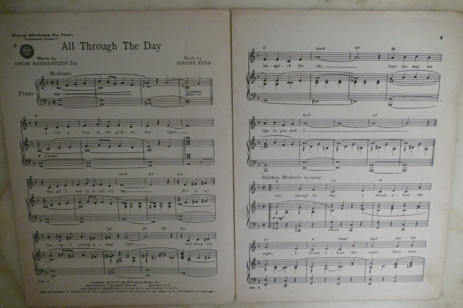All Through The Day 1946 by Jerome Kern from "Centennial Summer" musical