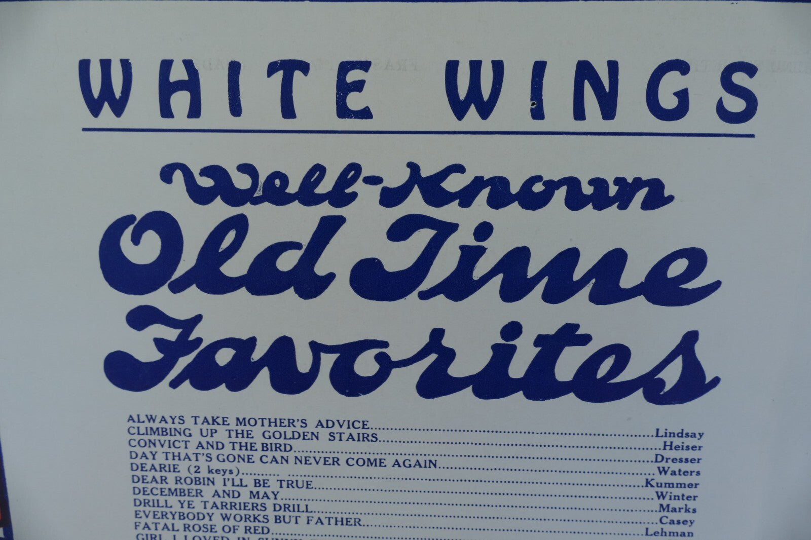White wings sheet music 1932 by banks winter, edward b. marks music co