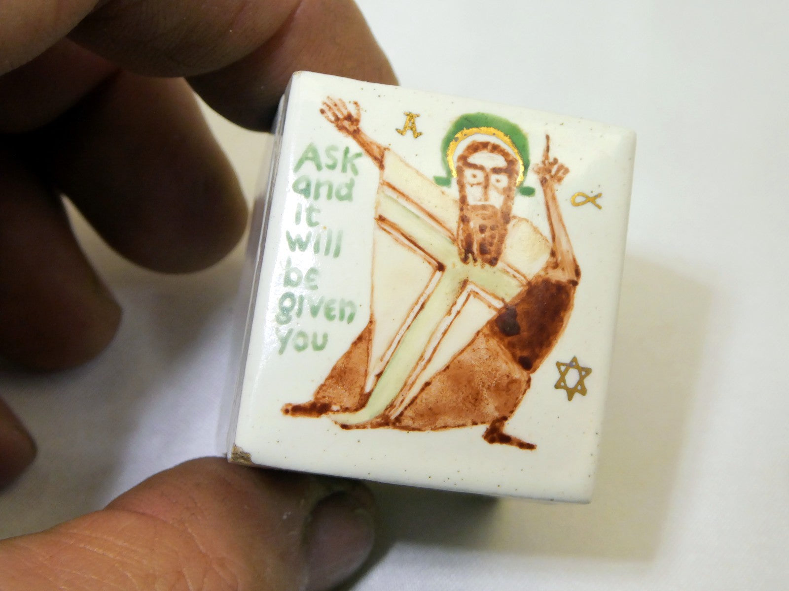 Ask and It will be Given terracotta jewelry Trinket box Jesus religious wisdom