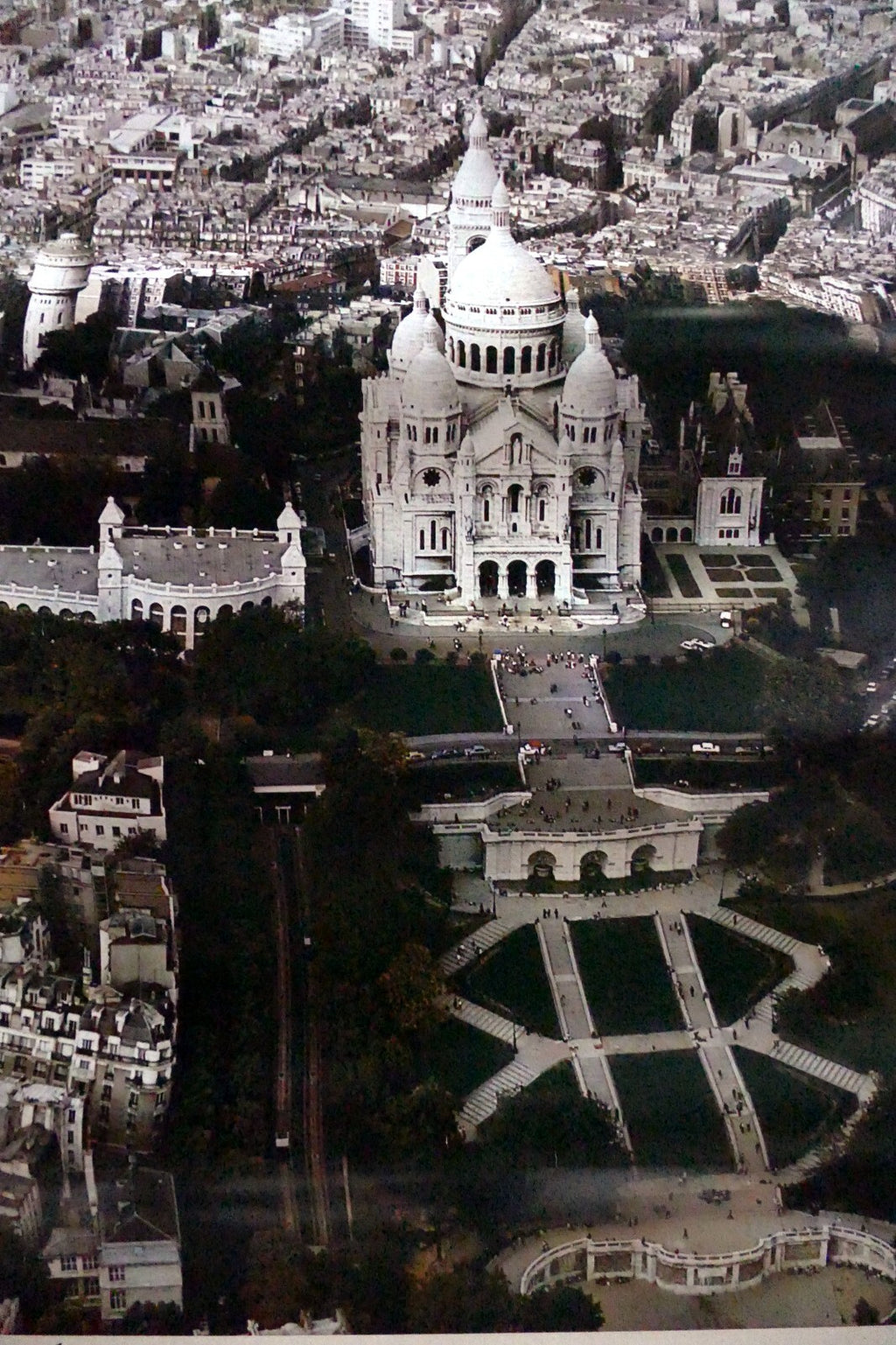 Paris france sacré coeur montmartre poster print aerial view photo 1970s 21x28"