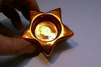 Star Shaped tealight candle holder  vintage  3" gold tone