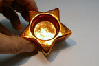 Star Shaped tealight candle holder  vintage  3" gold tone