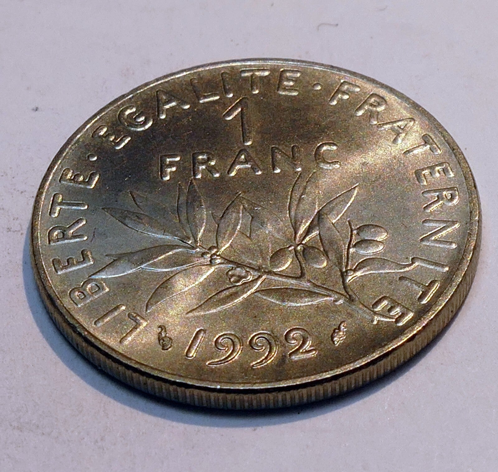 1992 france 1 franc coin