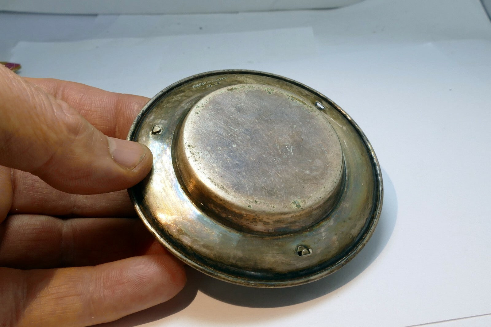 EPNS Candle Holder or Bowl Made in England 3.5 inch Diameter vintage 1890 L.W.LP