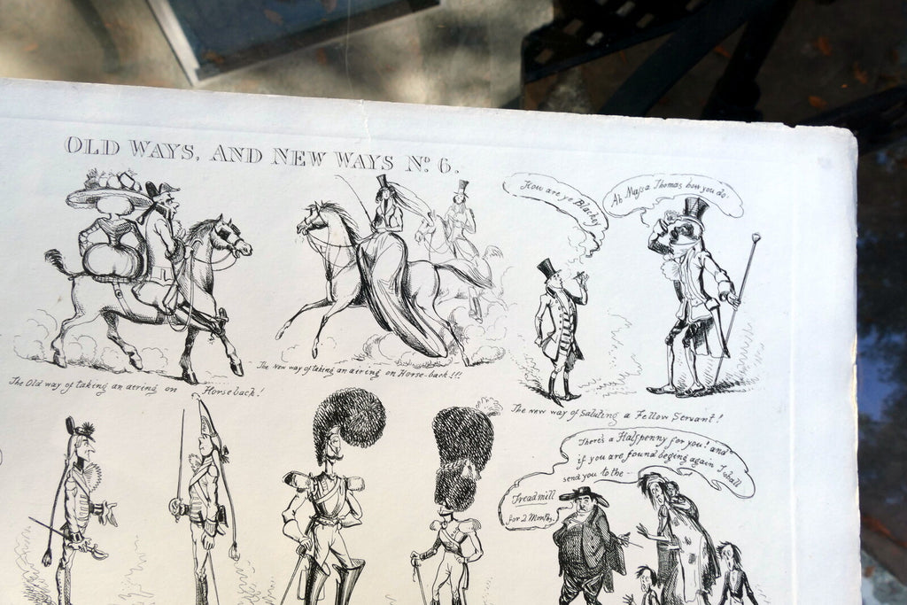 Old WAY'S & NEW WAY'S No 6 HENRY HEATH CARICATURE PRINT 1840 Victorian
