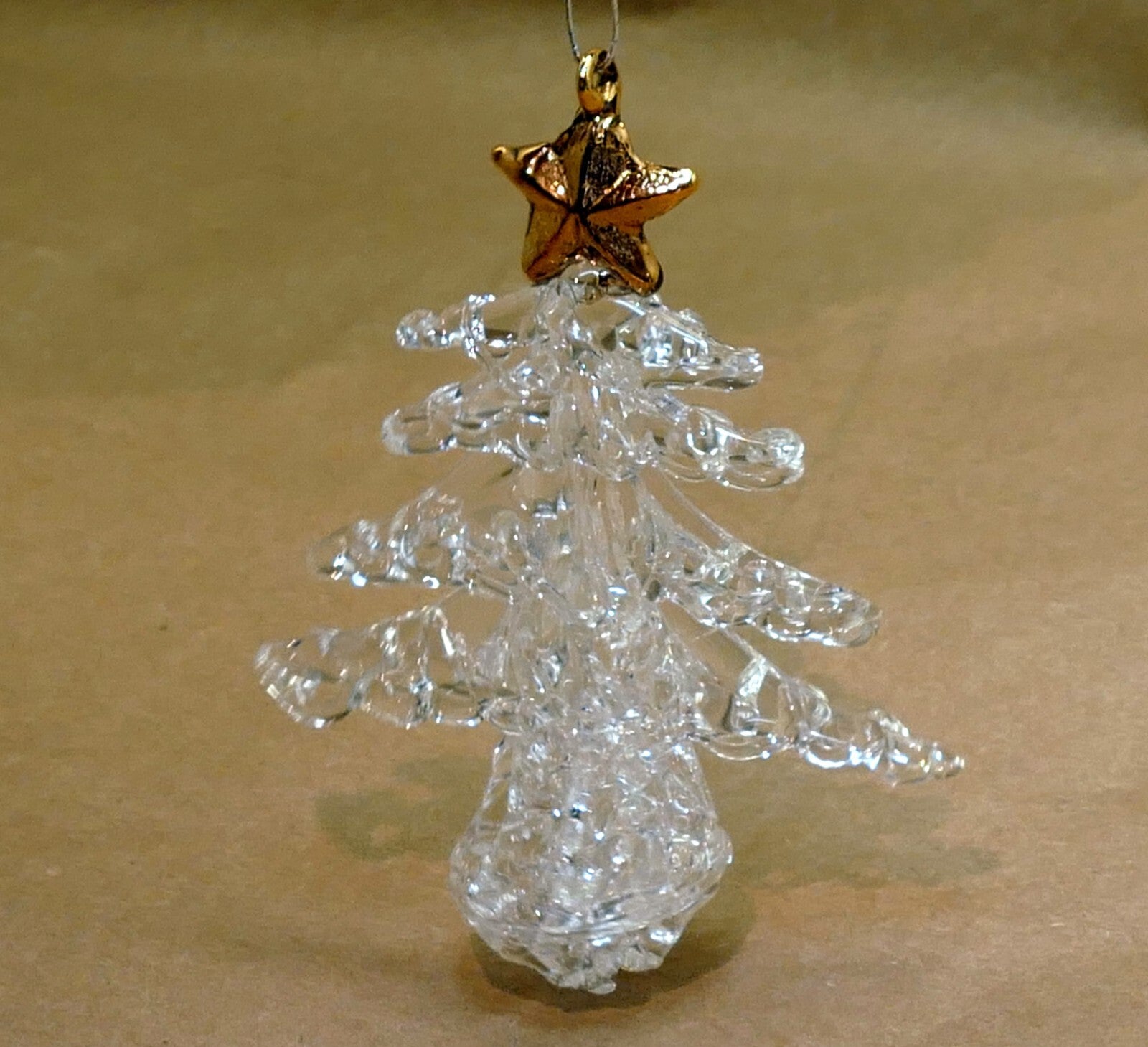 Christmas tree crystal icicle clear glass 3" hanging ornament