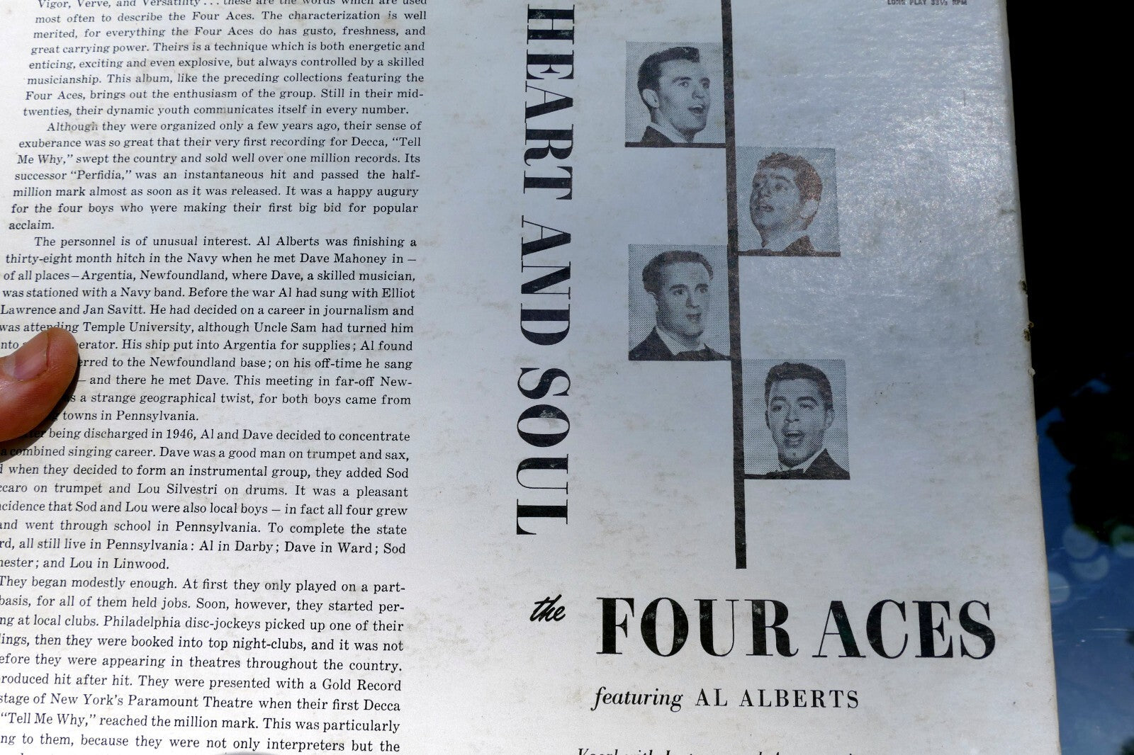 Four Aces Heart And Soul Record Album Vinyl LP DL 8228 Decca 1956