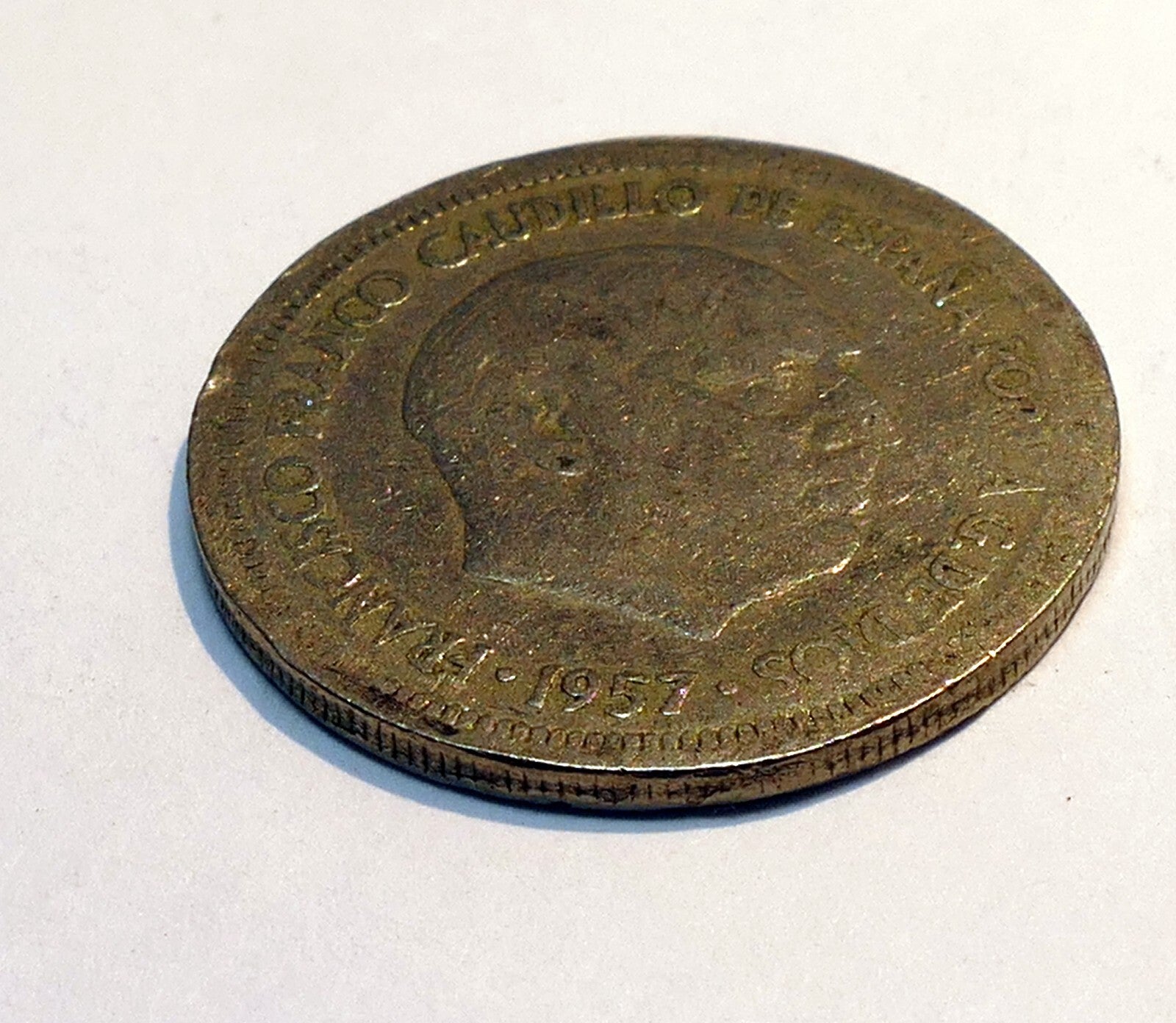 1957 Spain  5 PTAS Coin - Star 57