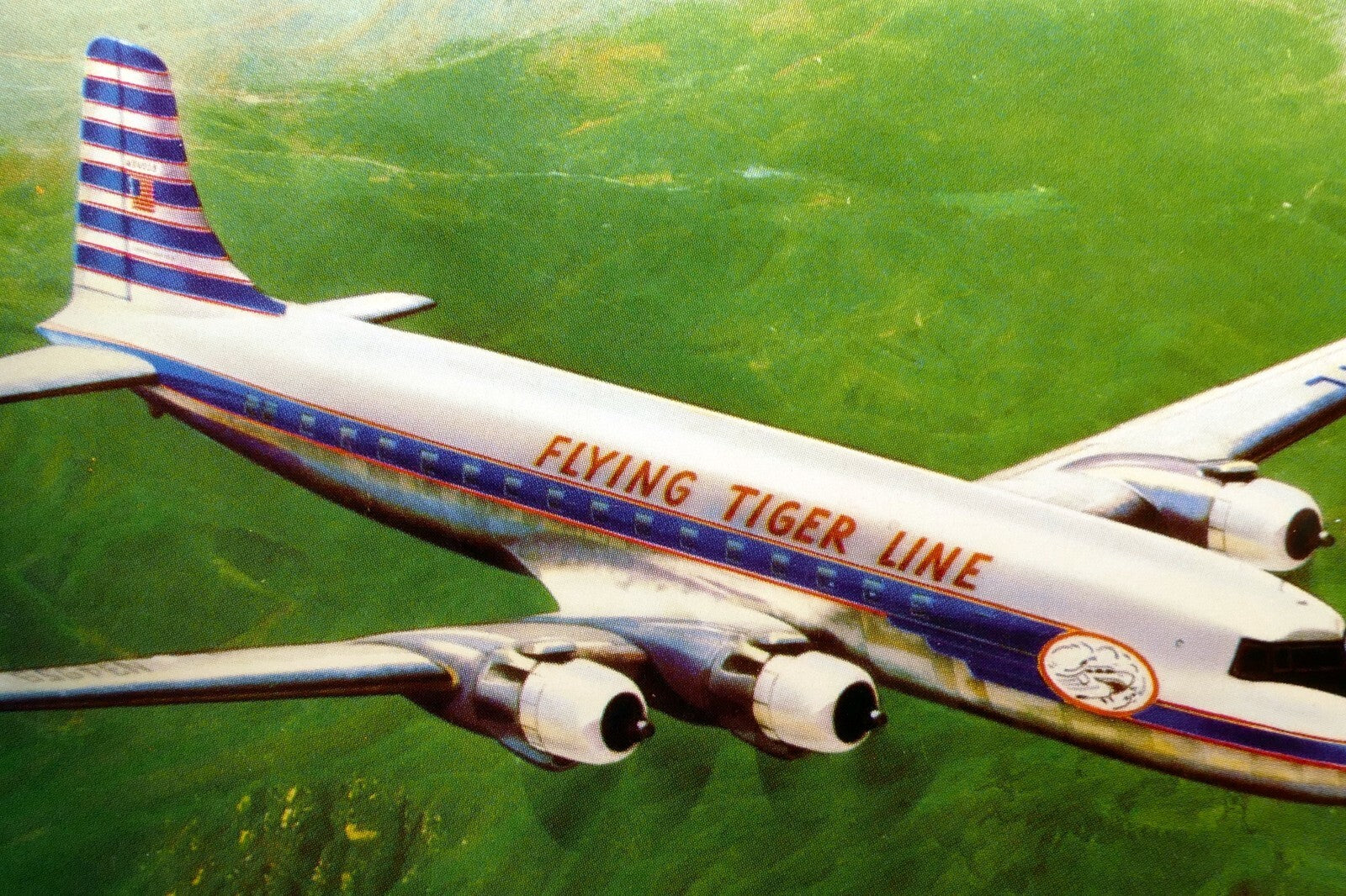 1950s flying tiger airlines dc 6a daybreaker add postcard unposted