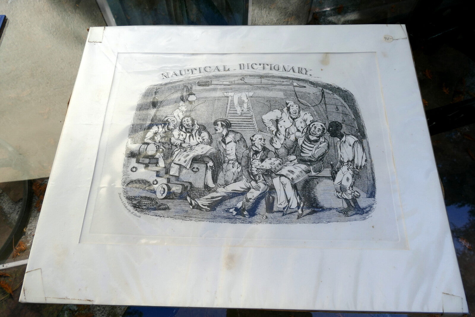NAUTICAL DICTIONARY HENRY HEATH CARICATURE PRINT Title Page 1840 Victorian navy