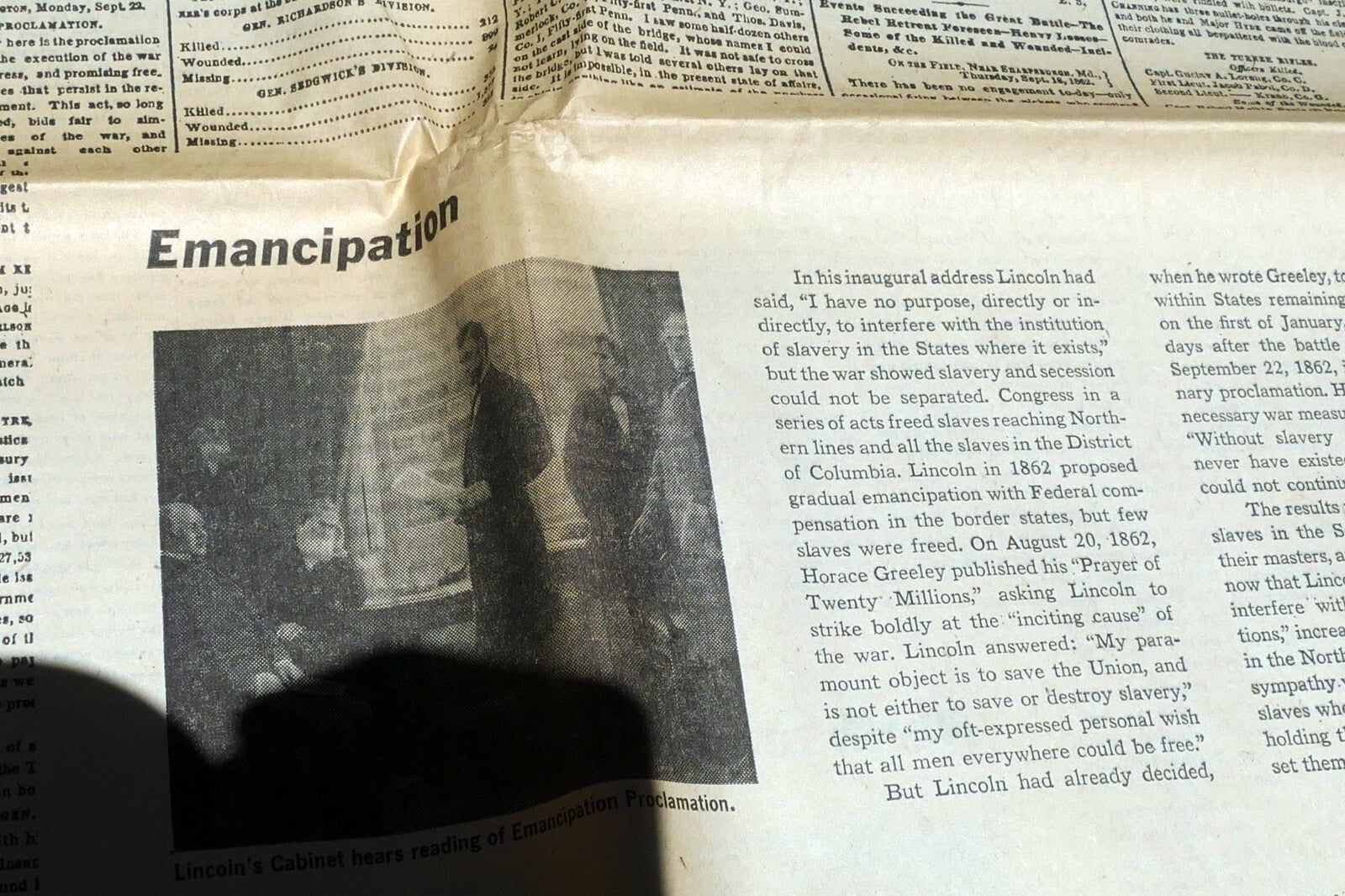 New york times july 4 reprint civil war in richmond 1862, decree of emancipation