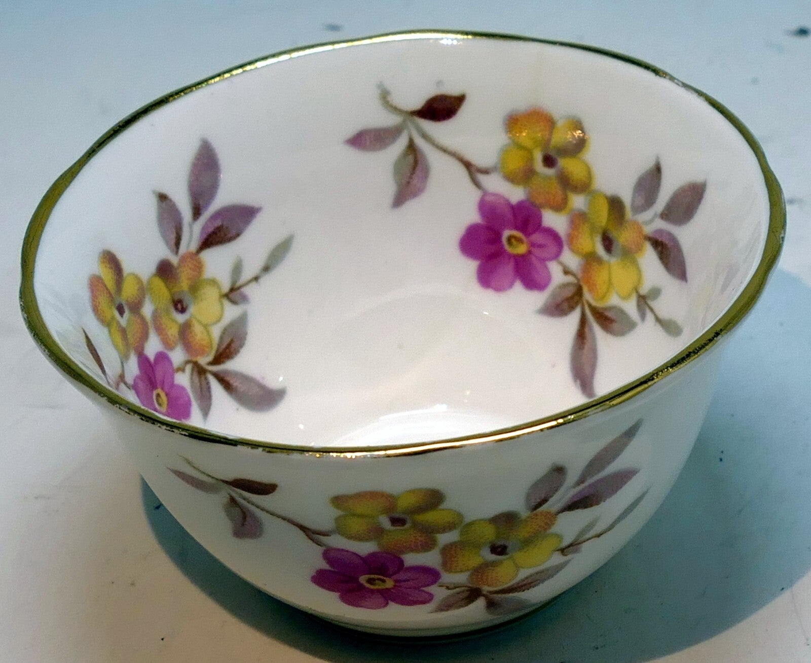 Regency english bone china sugar bowl yellow and pink