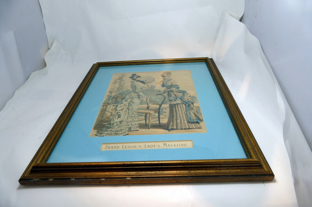 Framed Fashion Print Frank Leslie���s Lady���s Magazine Blue-Yellow 1870's