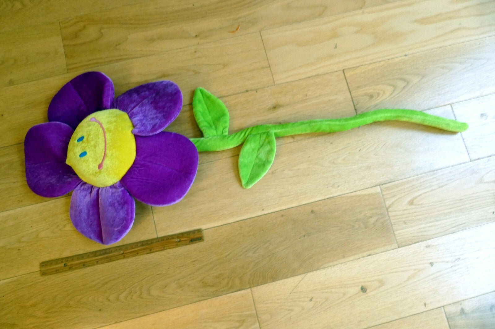 Large Smiling Sunflower Flower Soft Plush Stuffed Toy 34" long good day