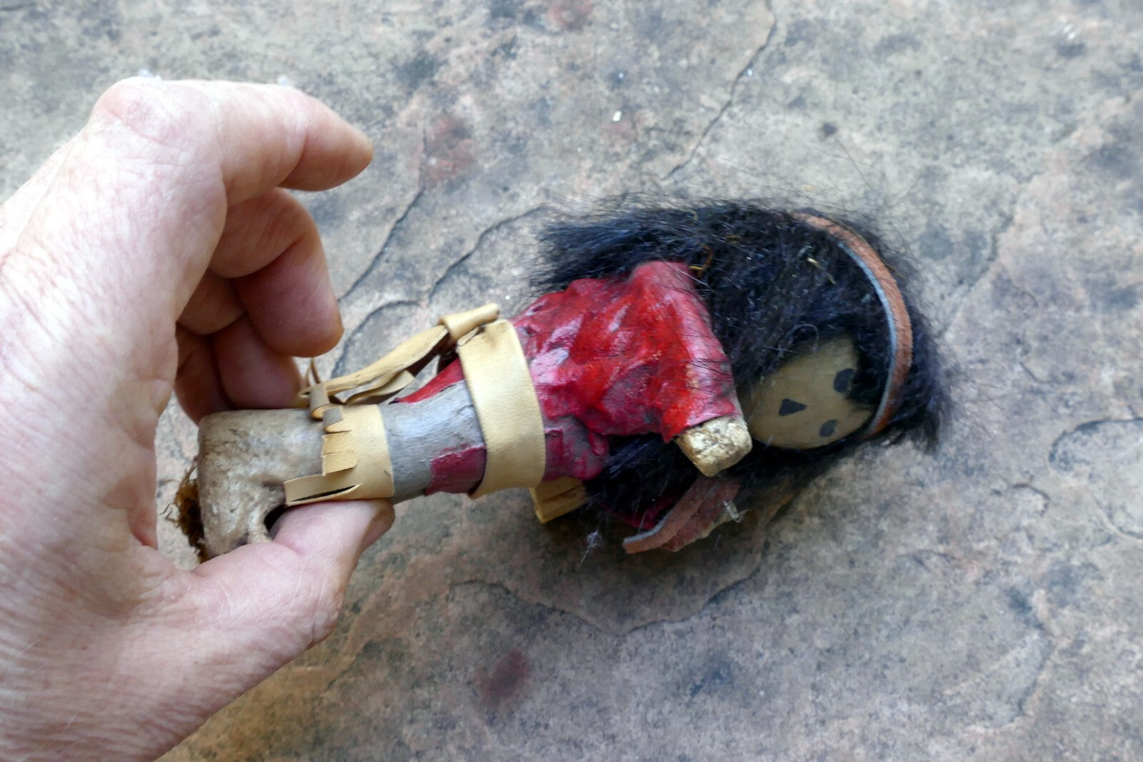 Vintage Native American Doll 6.5" tall missing wooden base