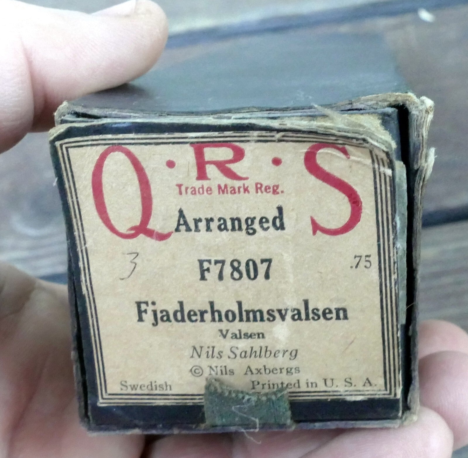 Qrs roll arranged f7807 fjaderholmsvalsen waltz by nils sahlberg