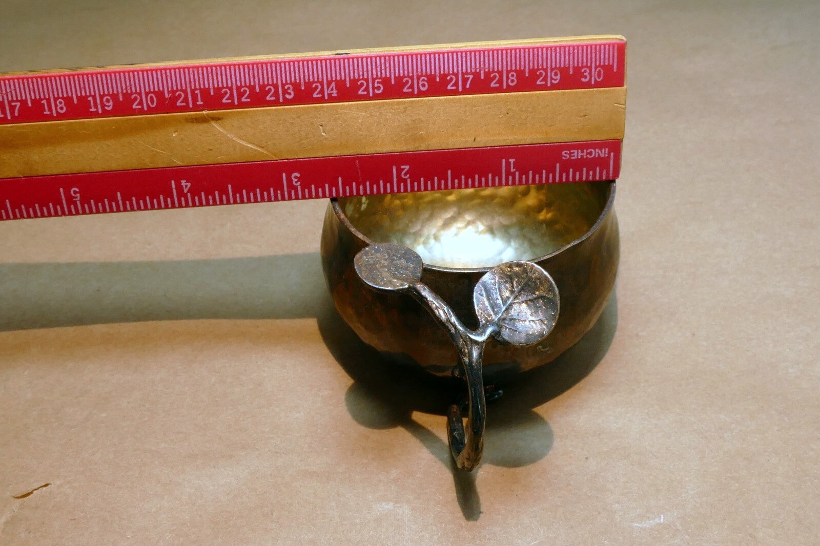 Vintage Bronze Floral Creamer hand made with floral leave handle
