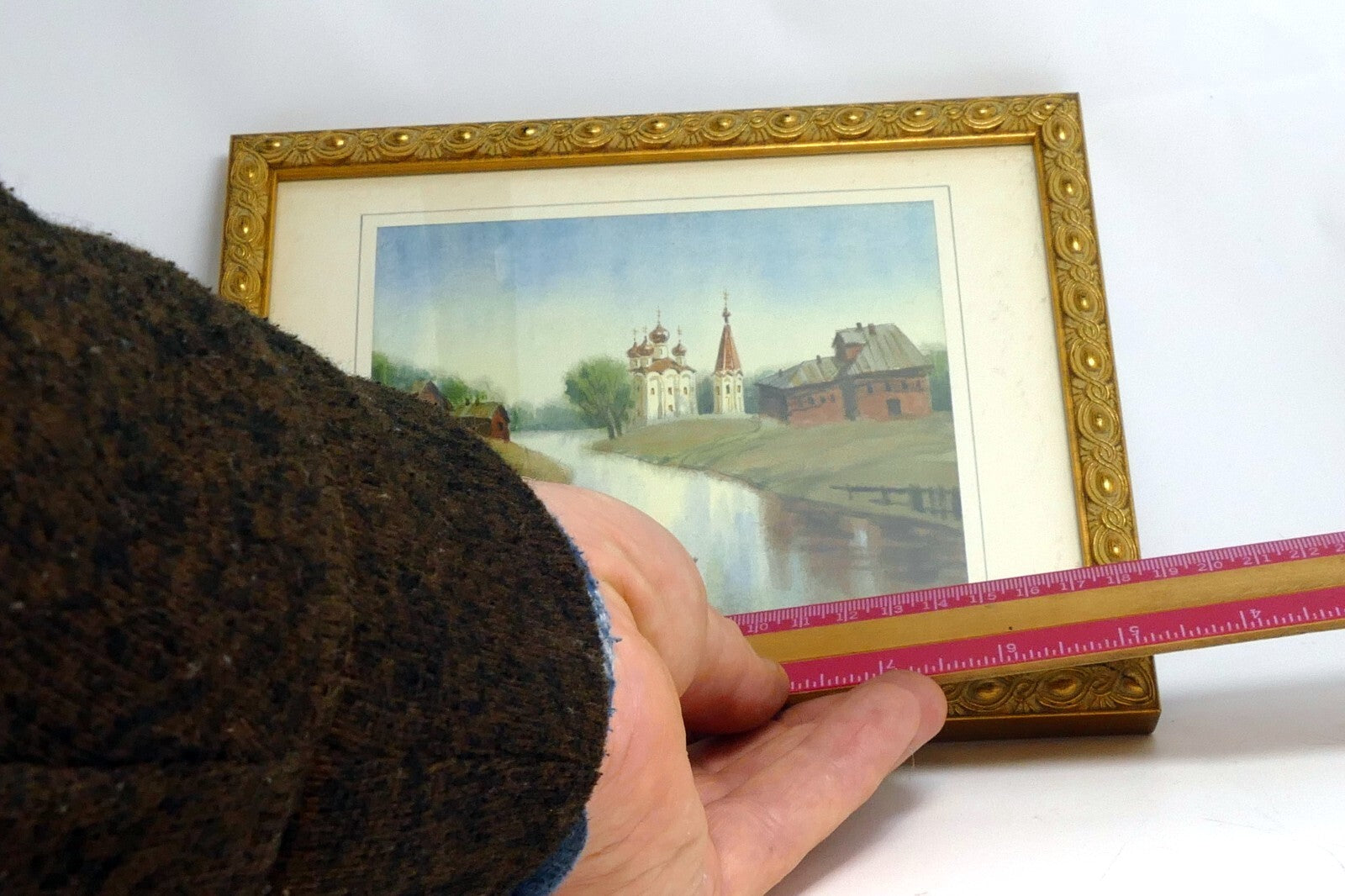 Olga Ivleva Watercolor Signed Russia village river church Art framed