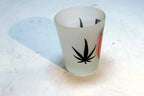 Vintage Amsterdam Shot Frosted Glass 1.5 oz with marihuana leath