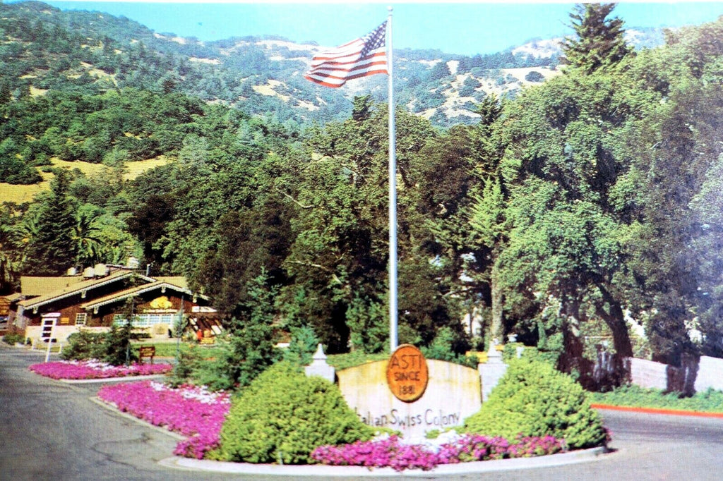 Italian swiss colony wine tasting room california usa postcard 1970's