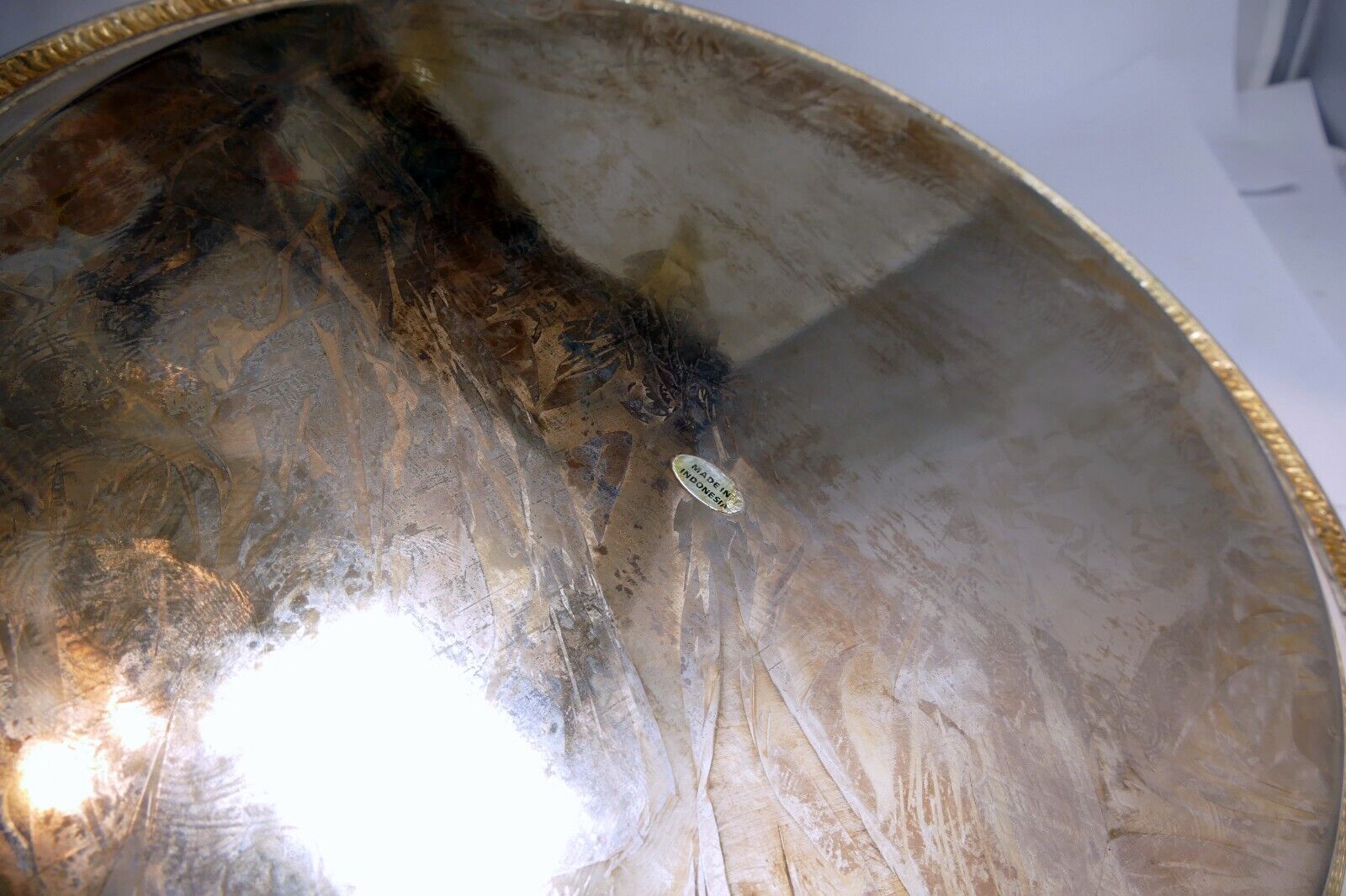 12" Silverplate Round Etched Serving Tray Food Platter Plate Silver Plated Plate