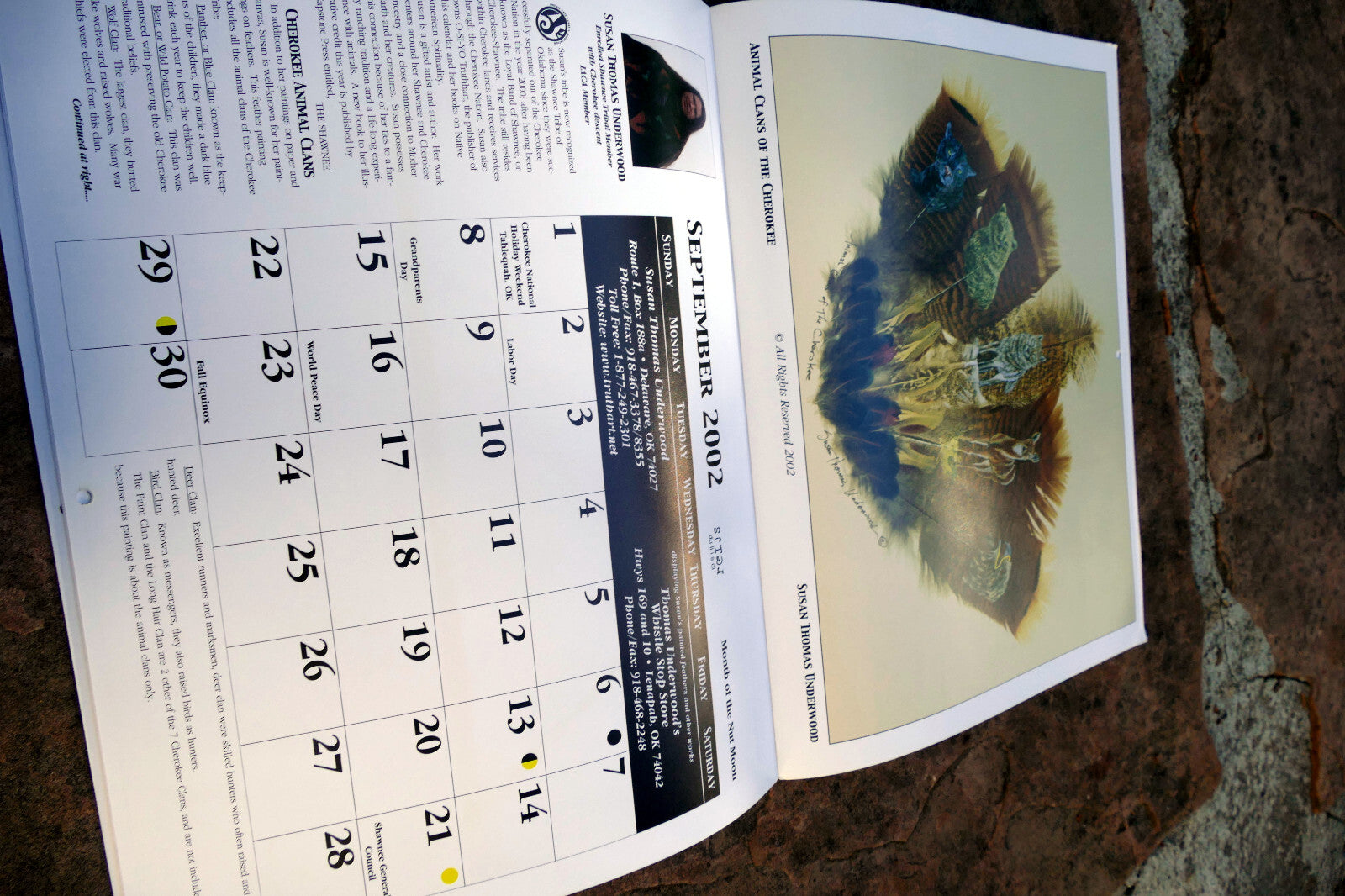 2002 The Cherokee Herritag Calendar Native American artists