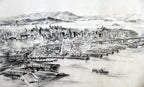 San Francisco harbor print Golden Gate Water front 1940's California USA
