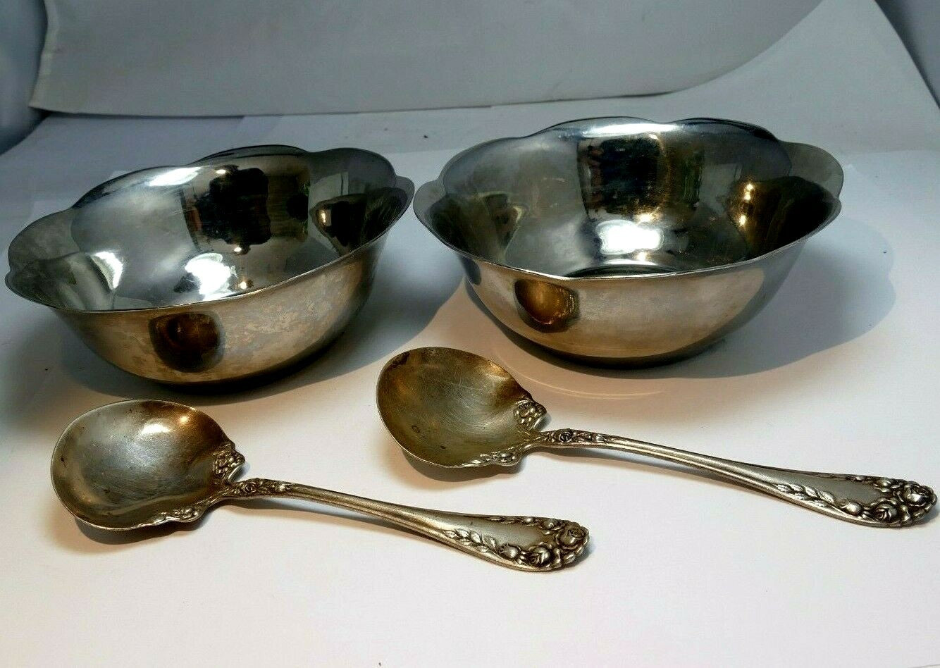 Eastern star sterling spoon w/ cereal bow 1898 (set of two)
