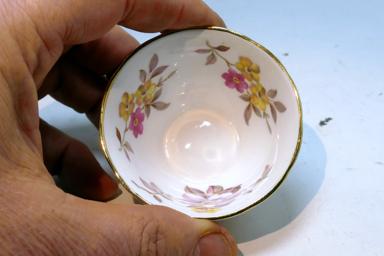 REGENCY ENGLISH BONE CHINA SUGAR BOWL Yellow and Pink