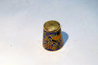 Thimble Souvenir Blue Yellow Bird Floral metal  Cloisonne Brass