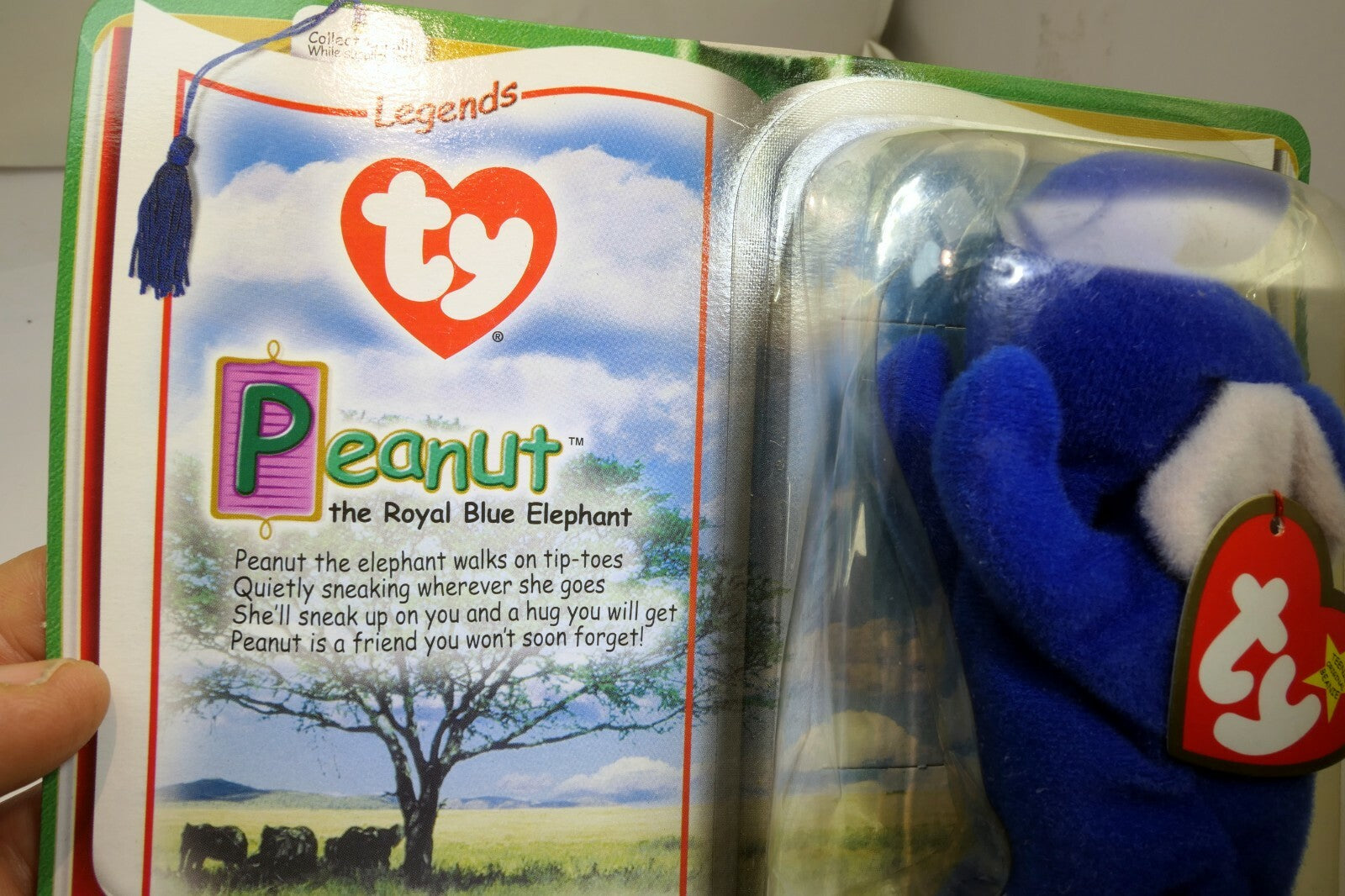 Peanut Beanie Baby 1995 Royal Blue 2000 McDonald's Legends New Unopened