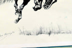 Running Bucker signed Frederic Remington cowboy on a bronco unframed 13X17"