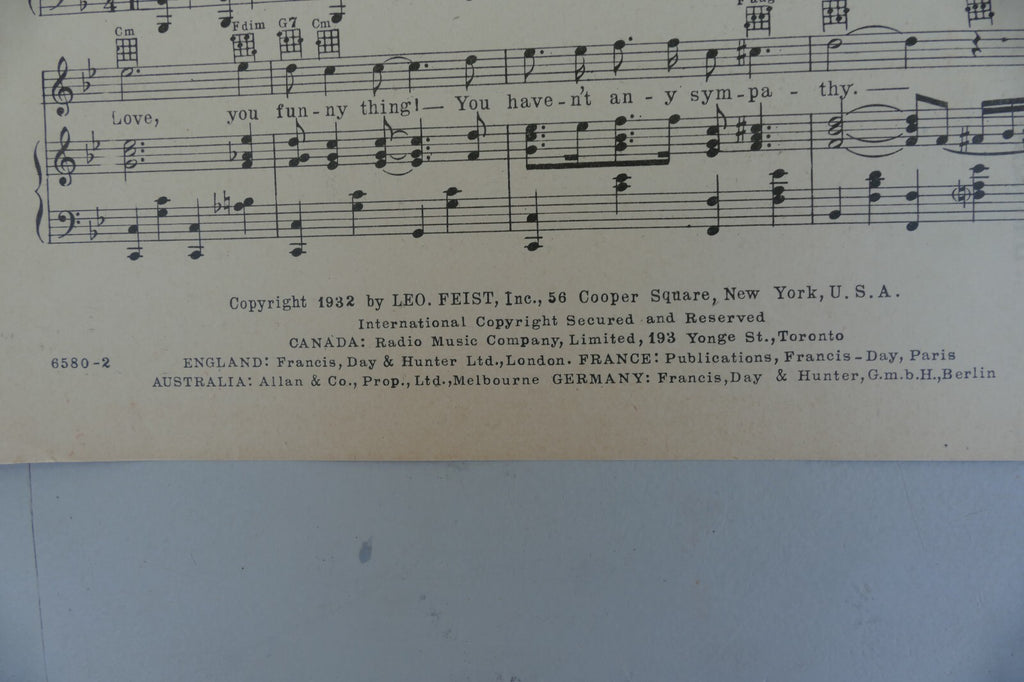 Love, You Funny Thing 1932 by Fred E. Ahlert and Roy Turk, Leo Feist Inc.