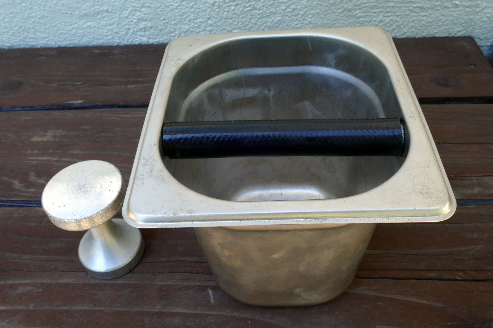 Winco scd 5 coffee grounds knock box bar espresso residue container s/s