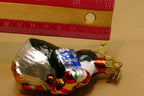 Thomas Pacconi Glass Penguin Christmas Ornament gold Blue w/ a bow