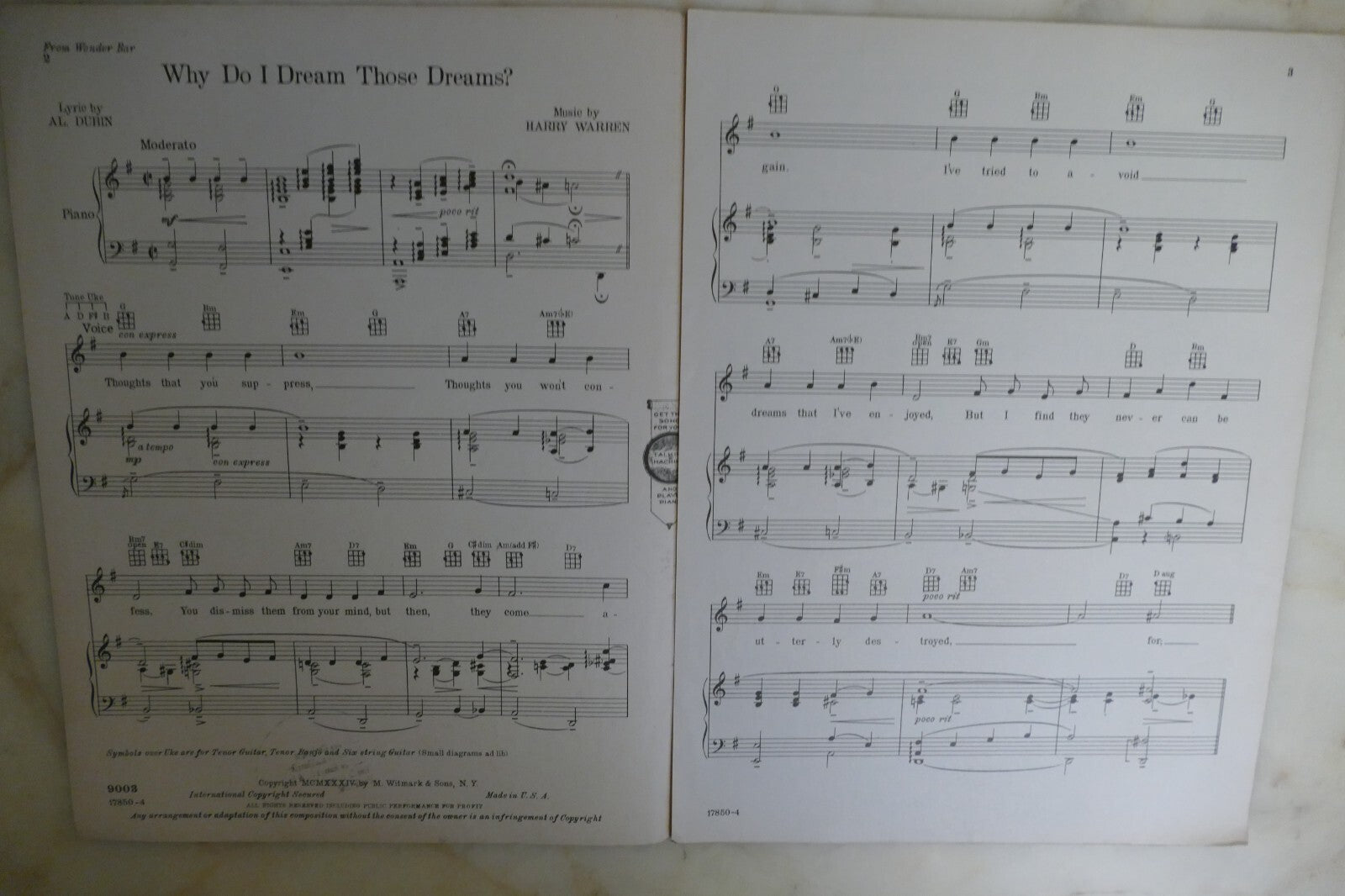 Why Do I Dream Those Dreams 1934 by Harry Warren and Al Dubin from Wonder Bar