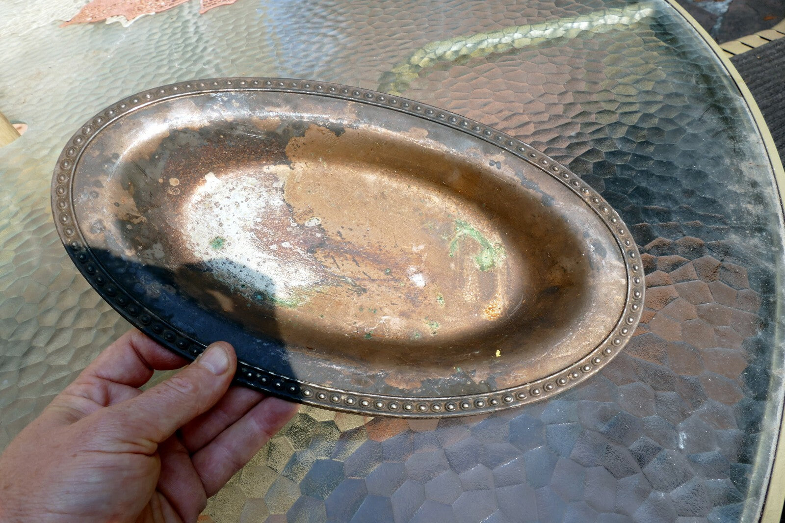 Silverplate 12 x 7 x 1" Oval Recessed Dish/Plate round medium size