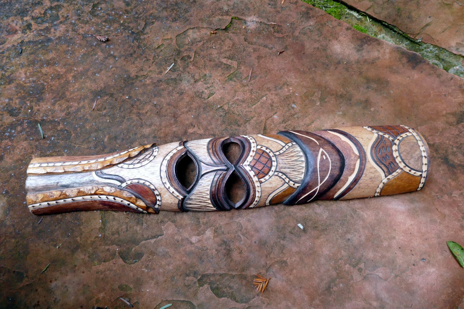 African Tribal Mask Hand Carved 20" Tall multi-tone Ceremonial