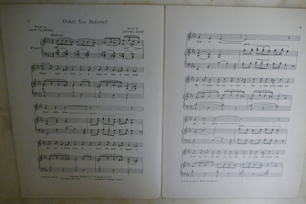Didn't You Believe 1921 by Jerome Kern, Anne Caldwell from Good Morning Dearie