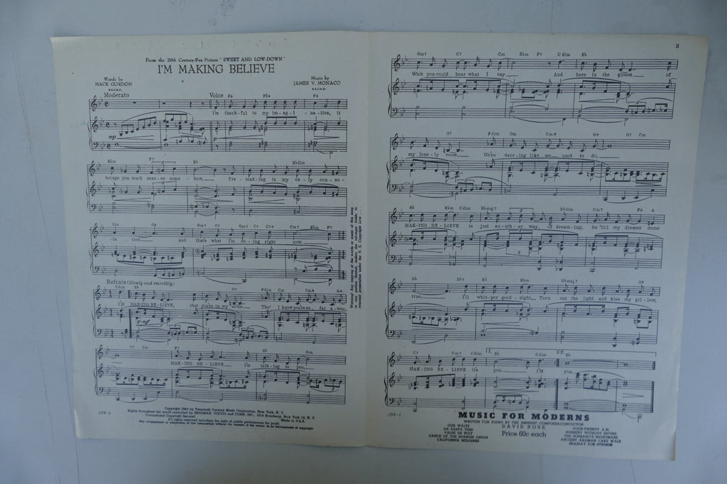 I'm Making Believe 1944 from Sweet and Low-Down musical by James V. Monaco