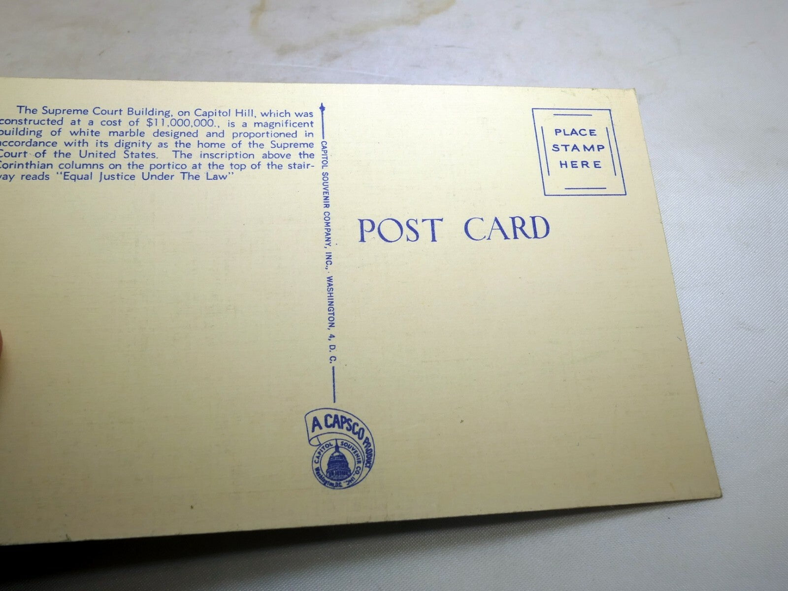 Post Card Supreme Court Library Congress Washington DC 186 Linen 1940's unposted