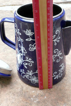 Temp-tations By Tara 2 Qt/2 L Metal Tea Kettle Teapot Stovetop-Safe Blue Floral