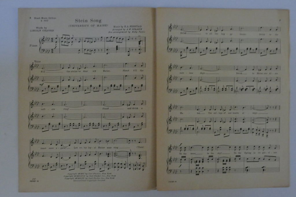 Stein Song (University of Maine), 1930, by Lincoln Colcord and E.A. Fenstad