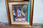 Albert Goldman signed Fiddler on the Roof 8X10" framed Oil Painting Israel