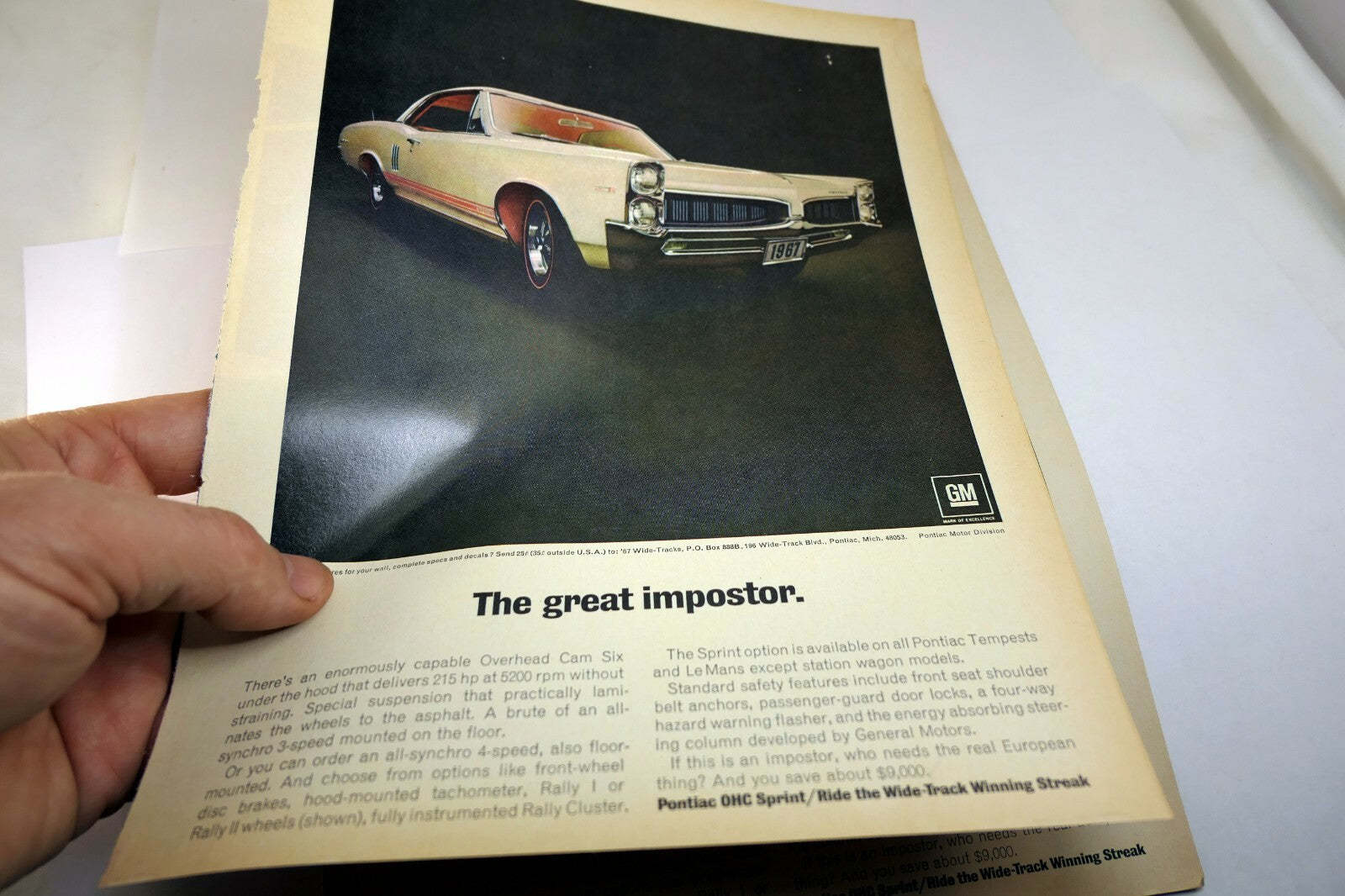 Pontiac Le Mans 1967 Magazine clipping advertisement Ad