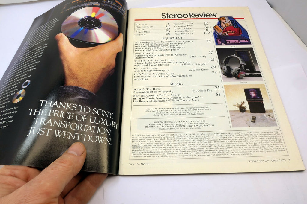 Stereo Review Magazine April 1989 Home Theater Surround sound Hi-Fi