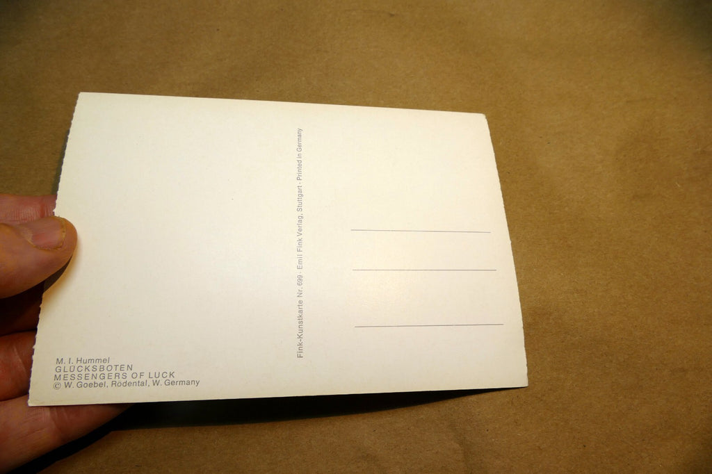 Hummel Messengers of Luck Girl  birds  Postcard W. Germany Art - Unposted - mint
