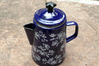 Temp-tations By Tara 2 Qt/2 L Metal Tea Kettle Teapot Stovetop-Safe Blue Floral