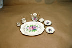 MINIATURE  CHINA VIOLETS FLOWERS PORCELAIN Tea Set JAPAN 7X11cm FLORAL DESIGN